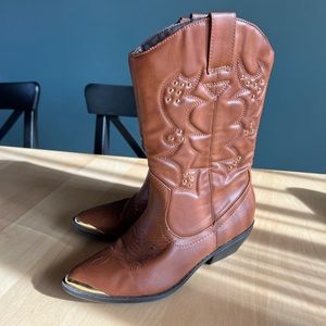 SODA Brown and Gold Embellished Cowboy Boots